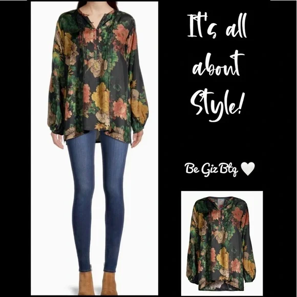🔥🔥NWT Johnny Was Bayani Colorful Floral Printed Silk Tunic Size Medium - Picture 4 of 13